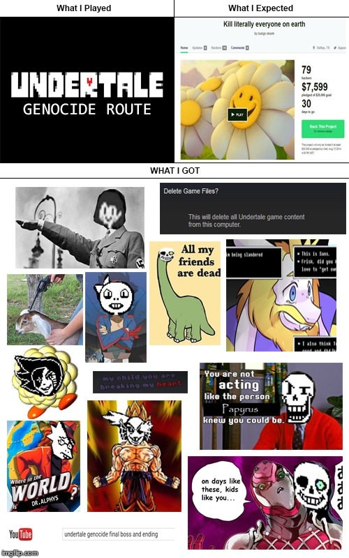 Undertale Expectations vs Reality | image tagged in undertale,expectation vs reality | made w/ Imgflip meme maker