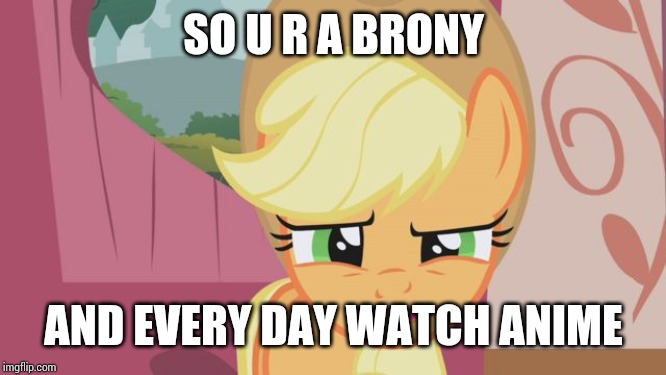 SO U R A BRONY; AND EVERY DAY WATCH ANIME | image tagged in my little pony,memes,brony,anime,dank memes,imgflip | made w/ Imgflip meme maker