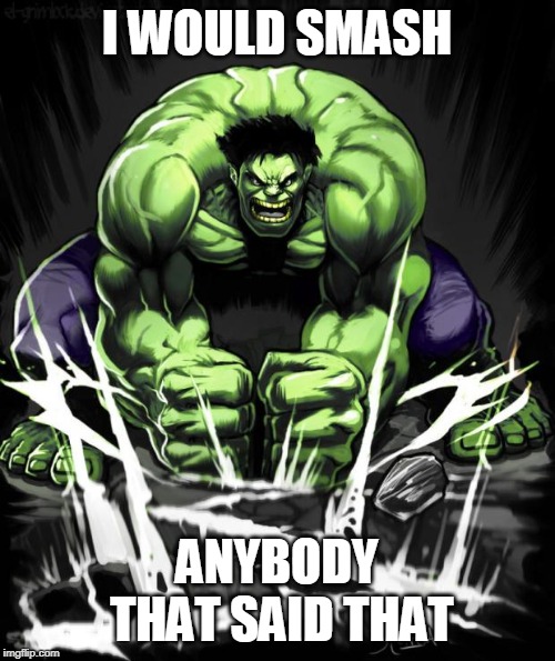 Hulk Smash | I WOULD SMASH ANYBODY THAT SAID THAT | image tagged in hulk smash | made w/ Imgflip meme maker