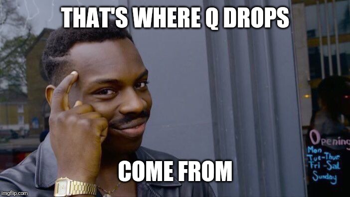Roll Safe Think About It Meme | THAT'S WHERE Q DROPS COME FROM | image tagged in memes,roll safe think about it | made w/ Imgflip meme maker