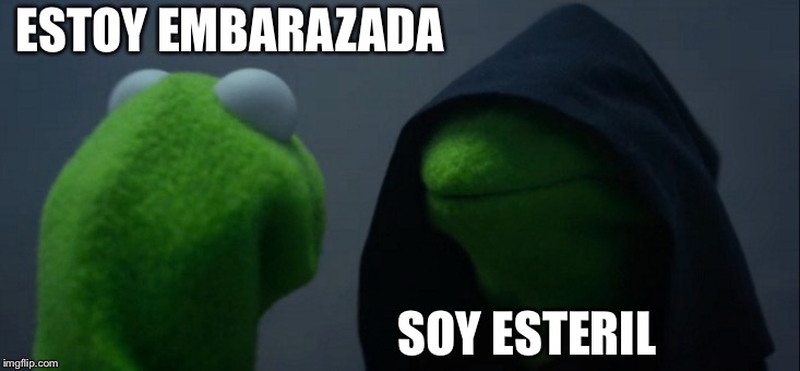 Evil Kermit Meme | ESTOY EMBARAZADA; SOY ESTERIL | image tagged in memes,evil kermit | made w/ Imgflip meme maker