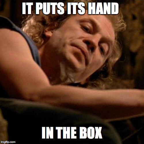 Buffalo Bill | IT PUTS ITS HAND IN THE BOX | image tagged in buffalo bill | made w/ Imgflip meme maker