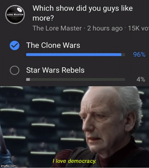 image tagged in i love democracy | made w/ Imgflip meme maker