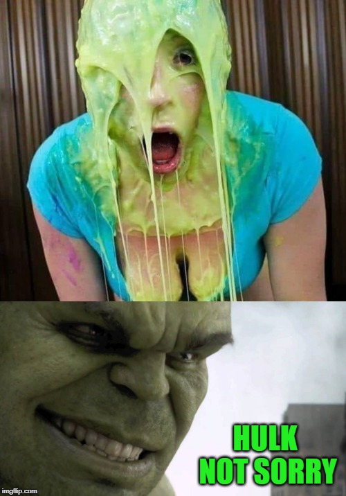 That's what you get when you play with the big dog!!! | HULK NOT SORRY | image tagged in hulk not sorry,memes,covered in goo,funny,green goo,hulk grateful | made w/ Imgflip meme maker