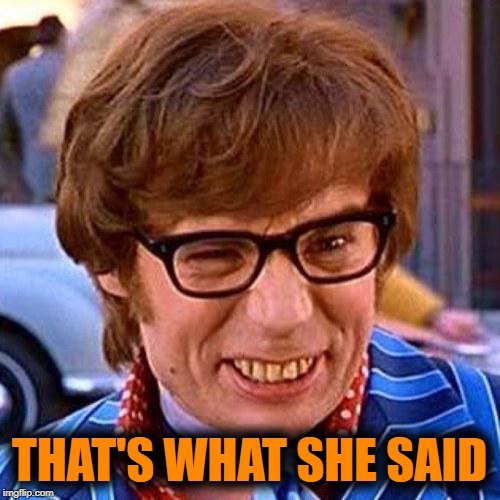 Austin Powers Wink | THAT'S WHAT SHE SAID | image tagged in austin powers wink | made w/ Imgflip meme maker