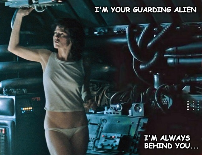 Do we all have a Guarding Alien..? | I'M YOUR GUARDING ALIEN; I'M ALWAYS   BEHIND YOU... | image tagged in aliens,guarding alien | made w/ Imgflip meme maker