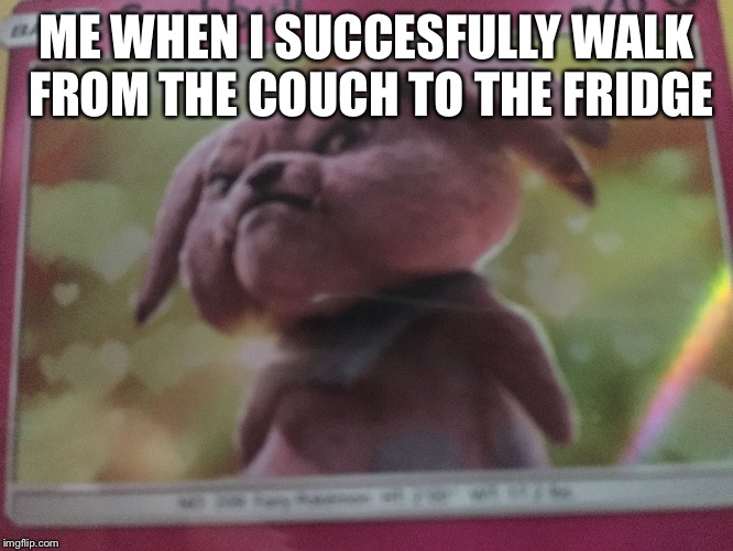 Mean rabbit | ME WHEN I SUCCESFULLY WALK FROM THE COUCH TO THE FRIDGE | image tagged in mean rabbit | made w/ Imgflip meme maker