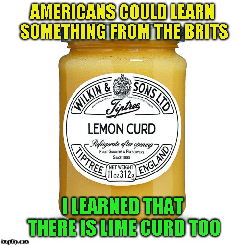 AMERICANS COULD LEARN SOMETHING FROM THE BRITS I LEARNED THAT THERE IS LIME CURD TOO | made w/ Imgflip meme maker