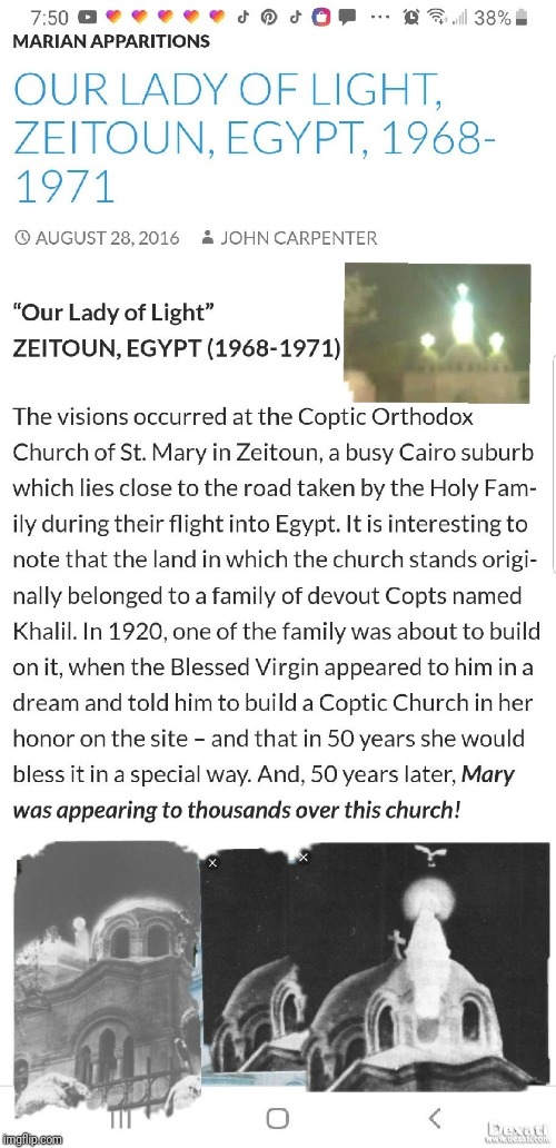 Our Lady of Light ( Over a Orthodox Coptic Church | image tagged in catholicism,mother of god,mary,holy spirit,holy bible,vision | made w/ Imgflip meme maker