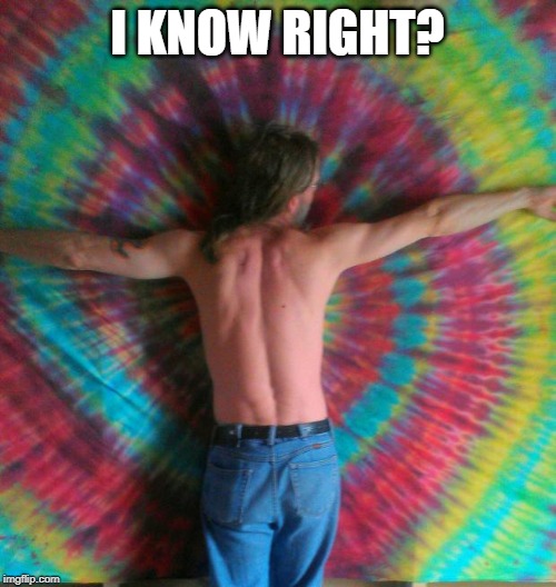 tie dye fly | I KNOW RIGHT? | image tagged in tie dye fly | made w/ Imgflip meme maker