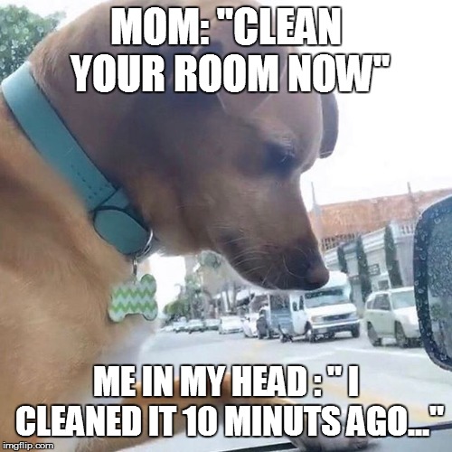 yess | MOM: "CLEAN YOUR ROOM NOW"; ME IN MY HEAD : " I CLEANED IT 10 MINUTS AGO..." | image tagged in yess | made w/ Imgflip meme maker