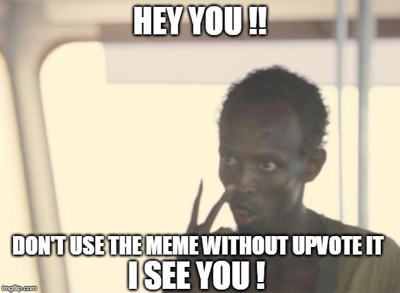 DON'T USE THE MEMES WITHOUT UPVOTE IT | HEY YOU !! DON'T USE THE MEME WITHOUT UPVOTE IT; I SEE YOU ! | image tagged in memes,i'm the captain now | made w/ Imgflip meme maker