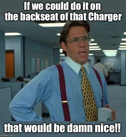 That Would Be Great Meme | If we could do it on the backseat of that Charger that would be damn nice!! | image tagged in memes,that would be great | made w/ Imgflip meme maker