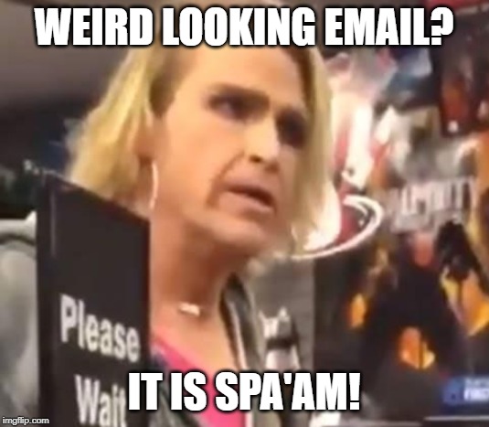 It's Ma'am | WEIRD LOOKING EMAIL? IT IS SPA'AM! | image tagged in it's ma'am | made w/ Imgflip meme maker