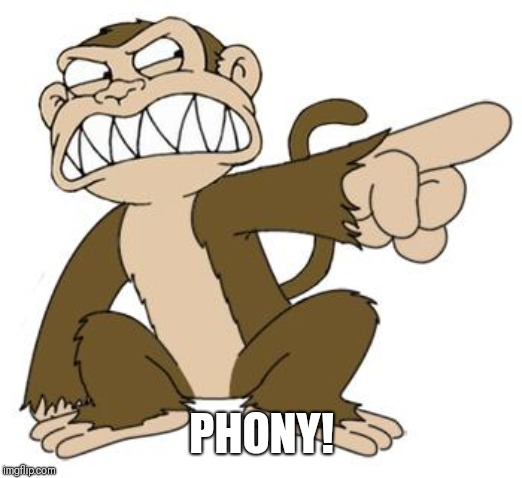 Angry Monkey Family Guy | PHONY! | image tagged in angry monkey family guy | made w/ Imgflip meme maker