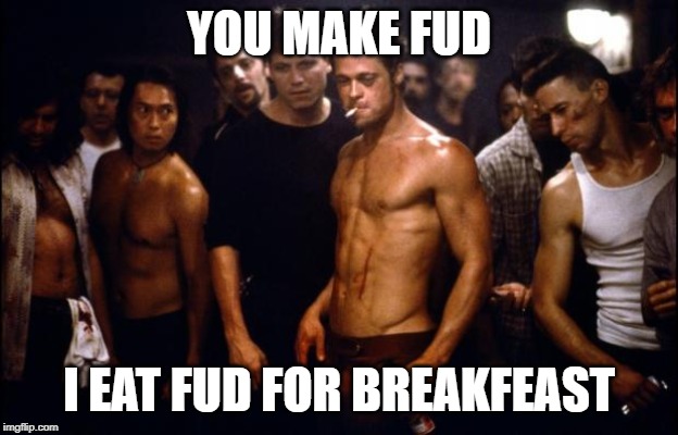 Fight Club Template  | YOU MAKE FUD; I EAT FUD FOR BREAKFEAST | image tagged in fight club template | made w/ Imgflip meme maker