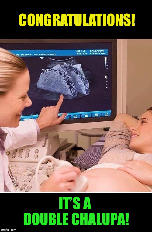 Pregnant with Tacos | CONGRATULATIONS! IT’S A DOUBLE CHALUPA! | image tagged in taco,twins,taco bell,pregnancy,hospital,funny memes | made w/ Imgflip meme maker