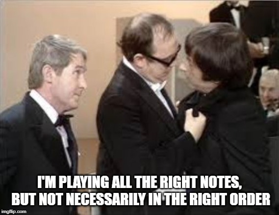 Classic Morecambe and Wise with Andre Previn | I'M PLAYING ALL THE RIGHT NOTES, BUT NOT NECESSARILY IN THE RIGHT ORDER | image tagged in morecambe  wise,hilarious | made w/ Imgflip meme maker