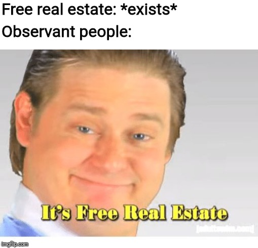 It's true | Free real estate: *exists*; Observant people: | image tagged in it's free real estate | made w/ Imgflip meme maker