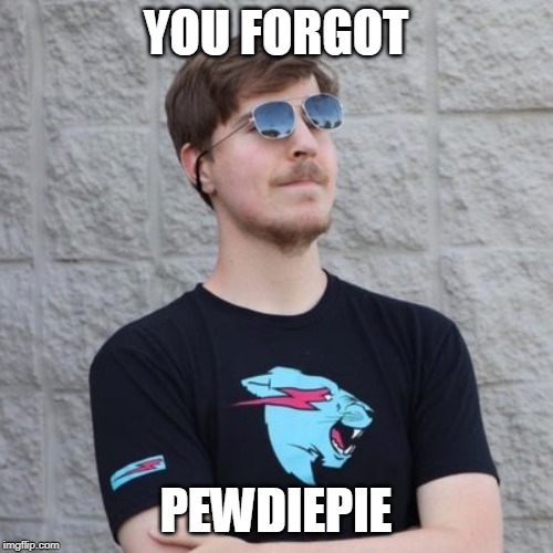 Mr. Beast | YOU FORGOT PEWDIEPIE | image tagged in mr beast | made w/ Imgflip meme maker
