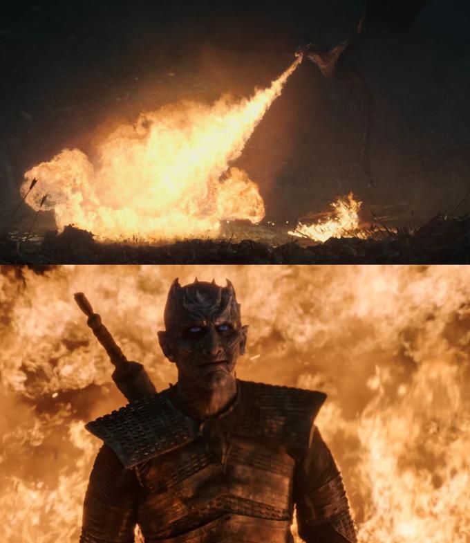 High Quality Night King Survives Dragon Fire Blank Meme Template