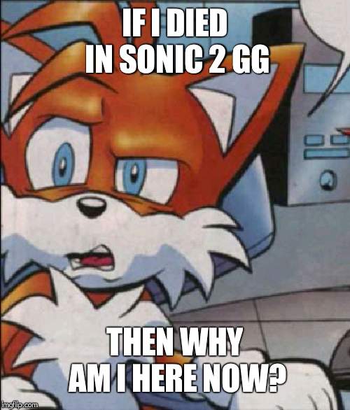 Tails WTF IF I DIED IN SONIC 2 GG; THEN WHY AM I HERE NOW? image tagged in tails...