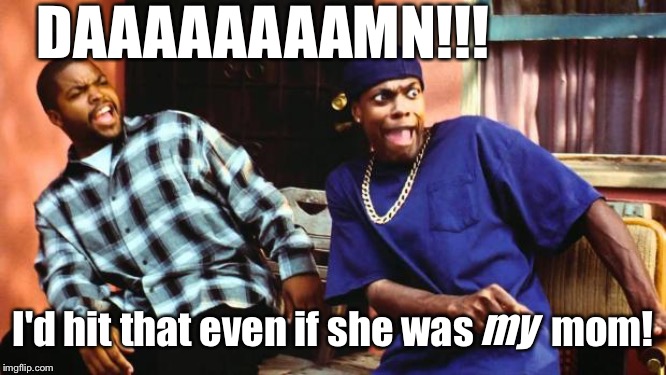 Ice Cube Damn | DAAAAAAAAMN!!! I'd hit that even if she was          mom! my | image tagged in ice cube damn | made w/ Imgflip meme maker