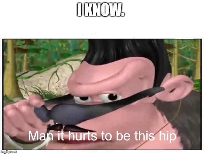 Man it Hurts to Be This Hip | I KNOW. | image tagged in man it hurts to be this hip | made w/ Imgflip meme maker