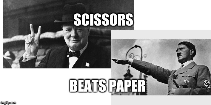 scissors beats paper | image tagged in ww2,rochambeau | made w/ Imgflip meme maker