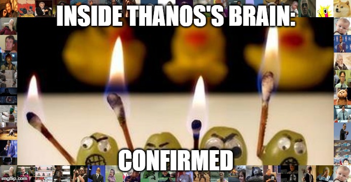 angry grapes | INSIDE THANOS'S BRAIN:; CONFIRMED | image tagged in angry grapes | made w/ Imgflip meme maker