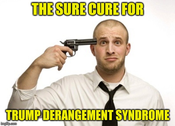 Gun to head | THE SURE CURE FOR TRUMP DERANGEMENT SYNDROME | image tagged in gun to head | made w/ Imgflip meme maker