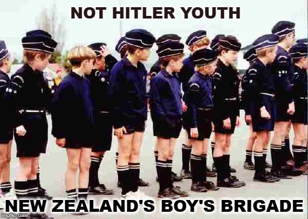 Hitler Youth | NOT HITLER YOUTH; NEW ZEALAND'S BOY'S BRIGADE | image tagged in hitler youth | made w/ Imgflip meme maker