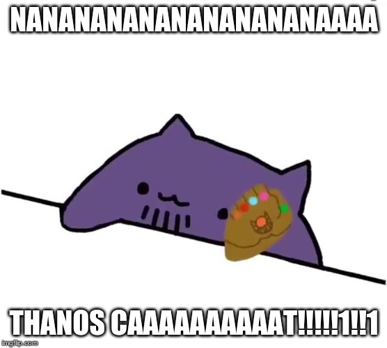 thanos cat | NANANANANANANANANANAAAA; THANOS CAAAAAAAAAAT!!!!!1!!1 | image tagged in thanos cat | made w/ Imgflip meme maker