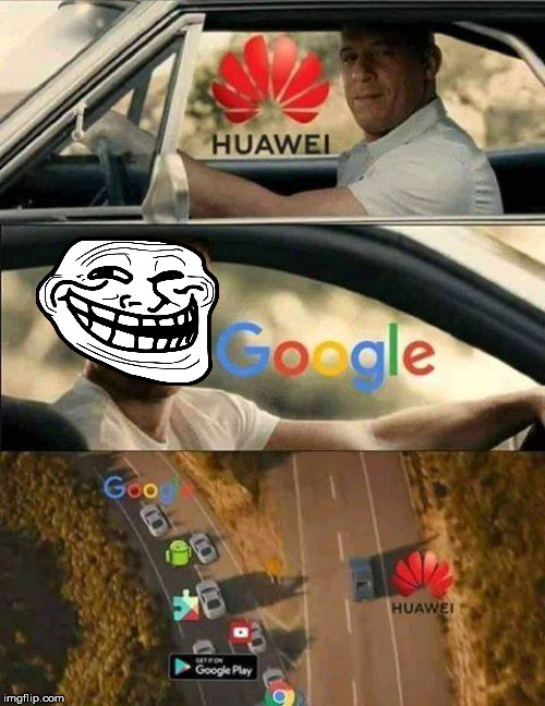 Huawei is all alone | image tagged in huawei,google,youtube,android,alone,forever alone | made w/ Imgflip meme maker