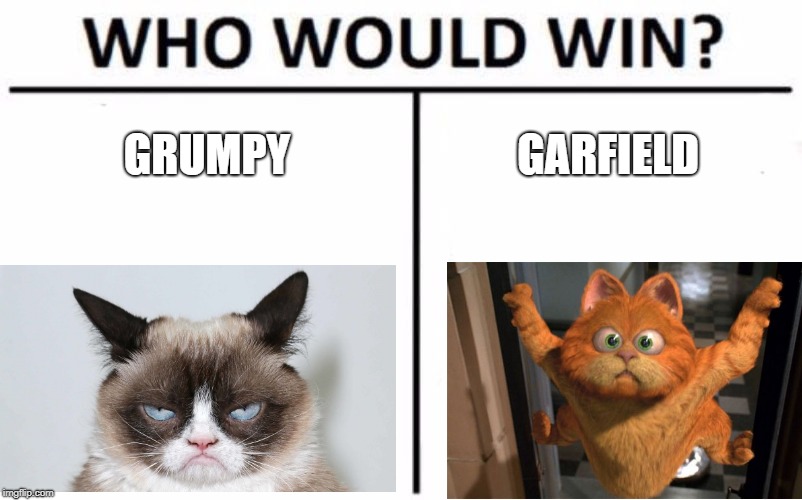 Who Would Win? | GRUMPY; GARFIELD | image tagged in memes,who would win,grumpy cat,garfield | made w/ Imgflip meme maker