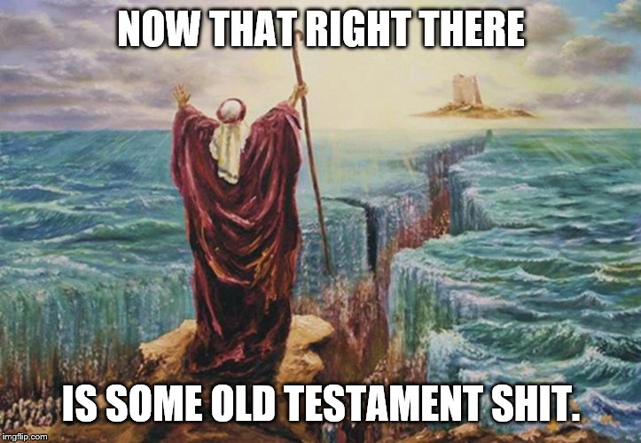 Moses | NOW THAT RIGHT THERE IS SOME OLD TESTAMENT SHIT. | image tagged in moses | made w/ Imgflip meme maker