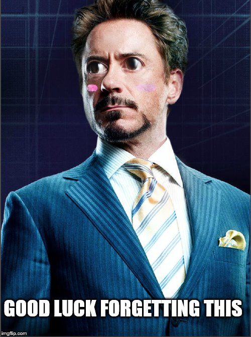 May I interrupt your scrolling with a kawaii Tony Stark that you never knew you needed? | GOOD LUCK FORGETTING THIS | image tagged in kawaii,tony stark | made w/ Imgflip meme maker