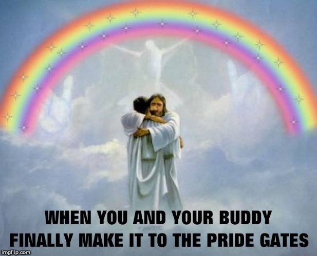 image tagged in pride,gay pride,lgbtq,heaven,jesus,jesus christ | made w/ Imgflip meme maker