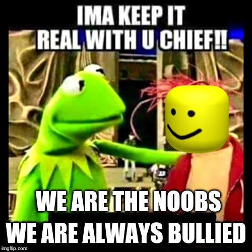 Imma Keep It Real With You Chief | WE ARE ALWAYS BULLIED; WE ARE THE NOOBS | image tagged in imma keep it real with you chief | made w/ Imgflip meme maker