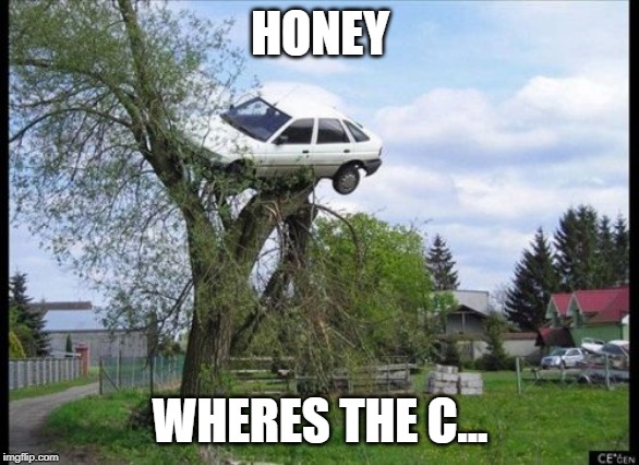 Secure Parking Meme | HONEY; WHERES THE C... | image tagged in memes,secure parking | made w/ Imgflip meme maker