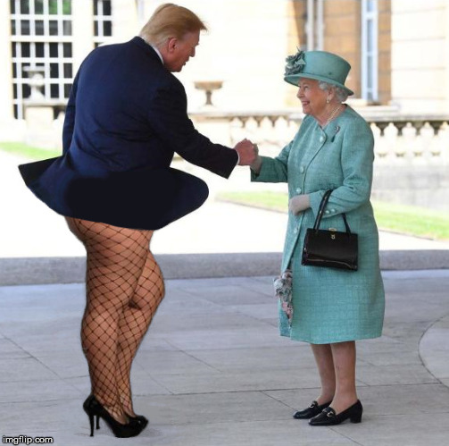 a breezy day | image tagged in politics,donald trump,queen elizabeth,trump,funny | made w/ Imgflip meme maker