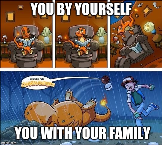 Family Life | YOU BY YOURSELF; YOU WITH YOUR FAMILY | image tagged in family | made w/ Imgflip meme maker