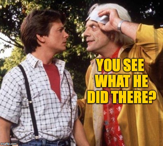 Doc Brown Marty Mcfly | YOU SEE WHAT HE DID THERE? | image tagged in doc brown marty mcfly | made w/ Imgflip meme maker