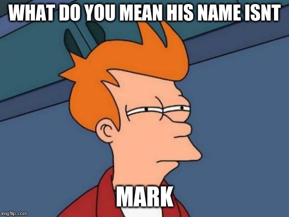 WHAT DO YOU MEAN HIS NAME ISNT MARK | image tagged in memes,futurama fry | made w/ Imgflip meme maker