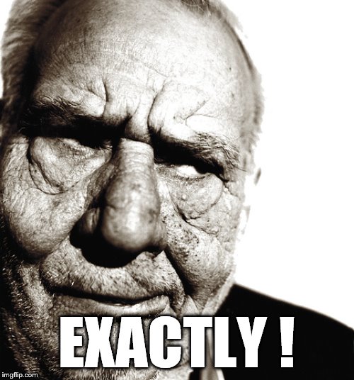 Skeptical old man | EXACTLY ! | image tagged in skeptical old man | made w/ Imgflip meme maker