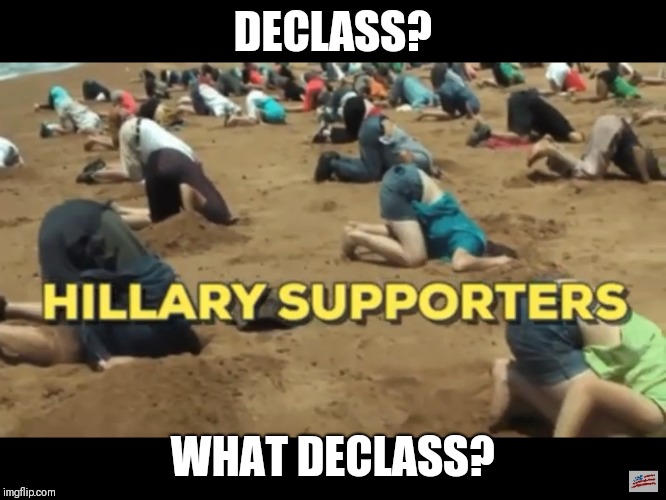 Anti-Trumpers are pro globalist child killing sociopaths | DECLASS? WHAT DECLASS? | image tagged in what declass,government corruption,clinton foundation,gitmo,child trafficking | made w/ Imgflip meme maker