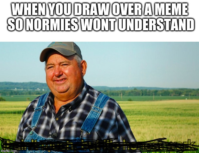 It ain't much, but it's honest work | WHEN YOU DRAW OVER A MEME SO NORMIES WONT UNDERSTAND | image tagged in it ain't much but it's honest work | made w/ Imgflip meme maker