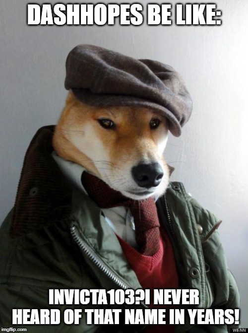 Professor Doge | DASHHOPES BE LIKE:; INVICTA103?I NEVER HEARD OF THAT NAME IN YEARS! | image tagged in professor doge | made w/ Imgflip meme maker