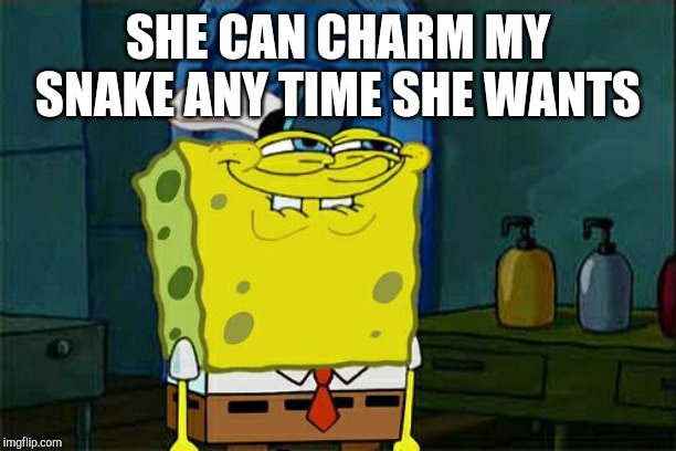 Don't You Squidward Meme | SHE CAN CHARM MY SNAKE ANY TIME SHE WANTS | image tagged in memes,dont you squidward | made w/ Imgflip meme maker