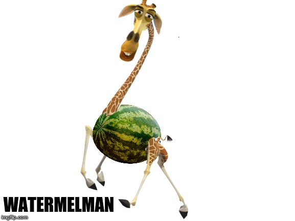 Watermelman - Watermelon Melman madagascar meme melman meme | WATERMELMAN | image tagged in blank white template,melman,madagascar,watermelon,watermelman,memes | made w/ Imgflip meme maker